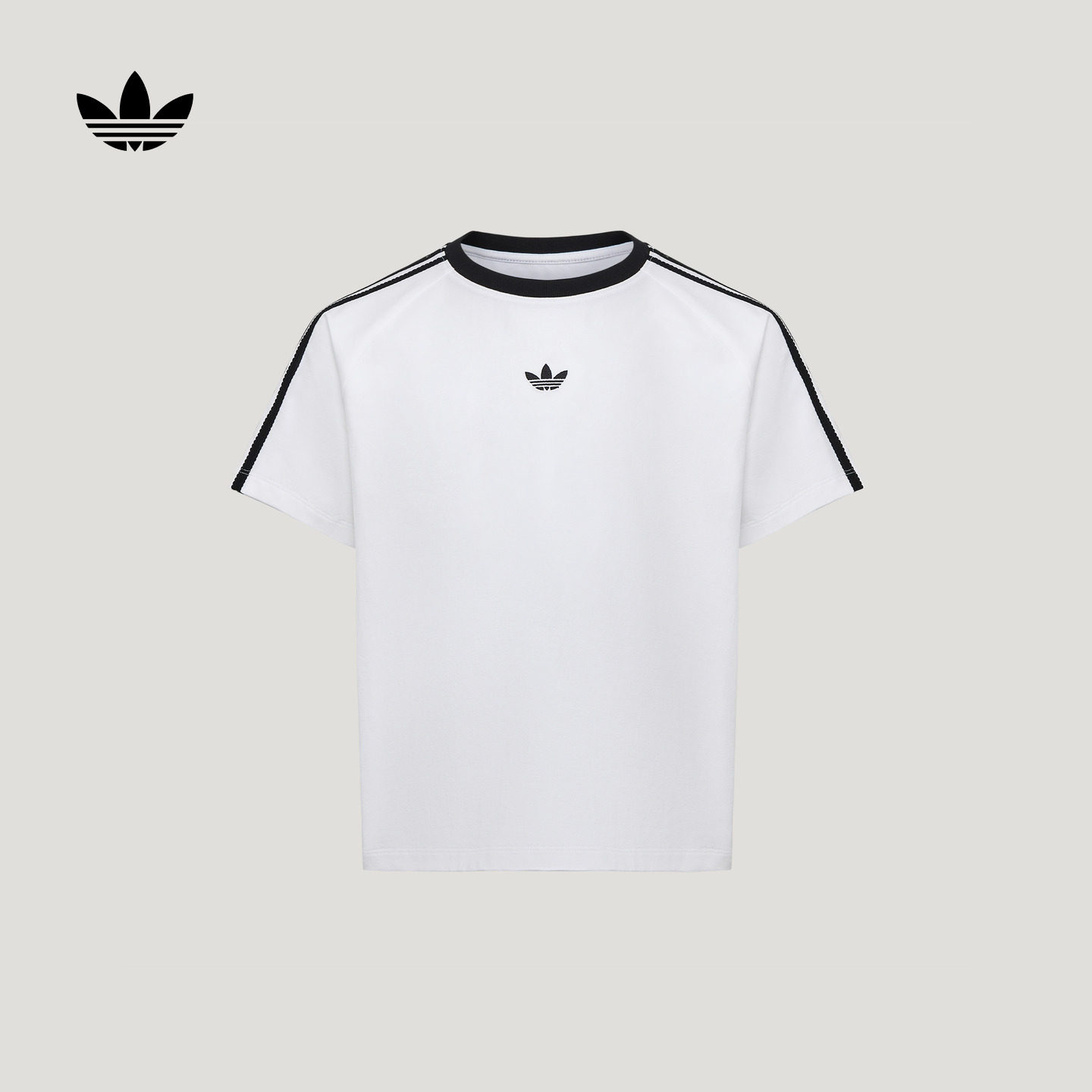 女大童亲肤三条纹运动短袖上衣T恤夏季新款adidas阿迪达斯三叶草