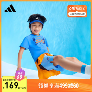 男女小童夏adidas阿迪达斯 运动休闲凉感速干洋气短袖 上衣T恤童装