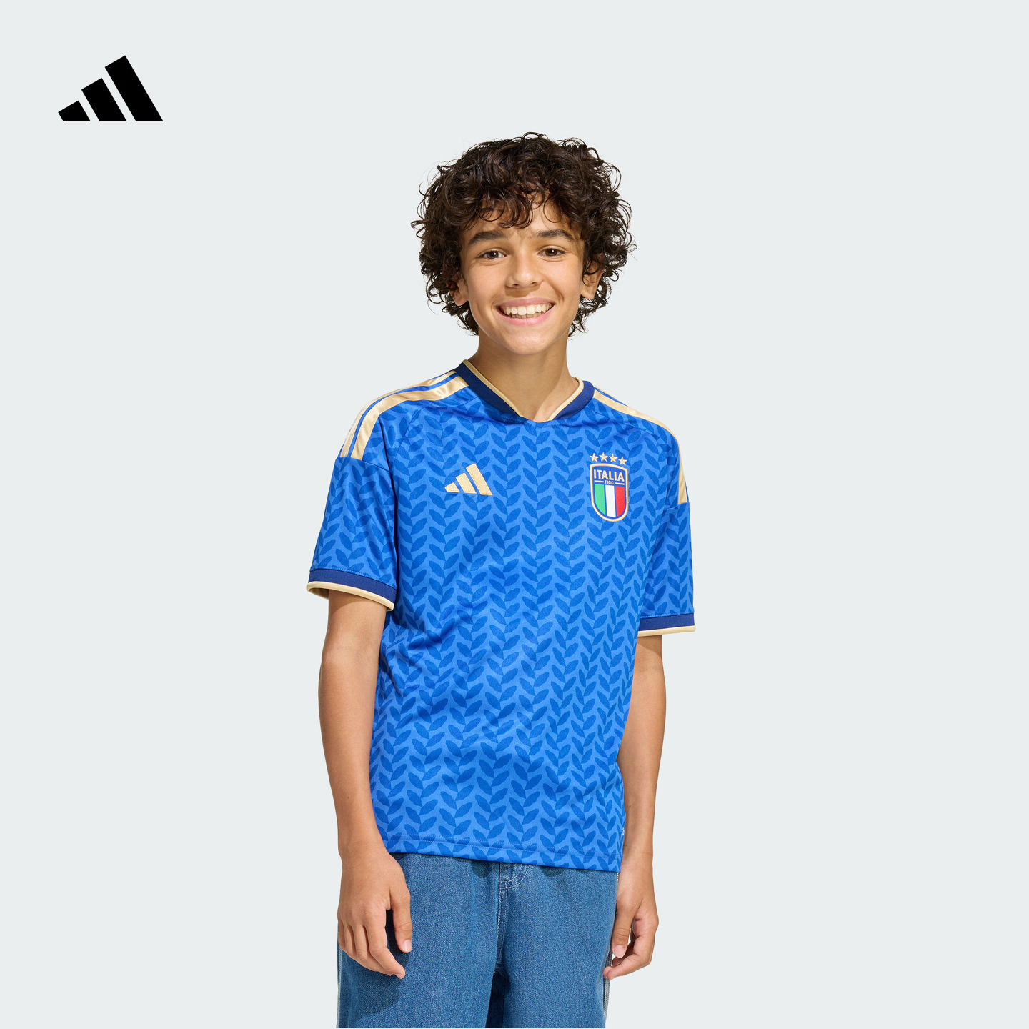 意大利国家队世界杯主场球衣 大童球迷版新款短袖adidas阿迪达斯