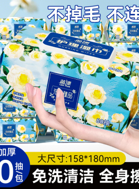 蓝漂80抽家用大包护理湿巾纸全身皮肤通用卧床清洁湿纸巾实惠装