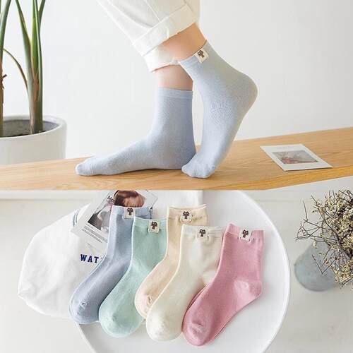 中筒女袜秋冬加棉运动休闲款日系