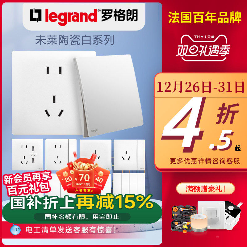 罗格朗未莱白色五孔插