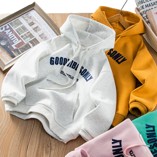 中大童2026春款不加绒潮酷字母大口袋帽衫男女童舒适百搭休闲卫衣