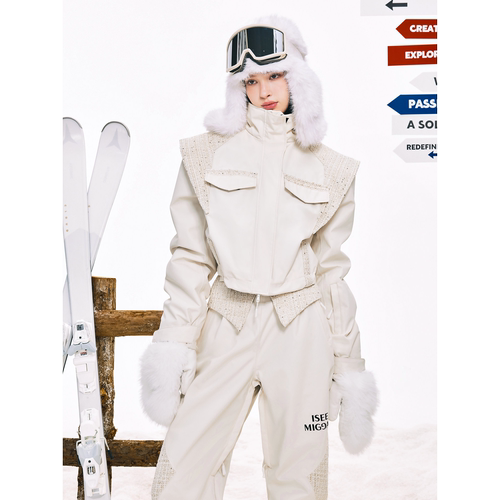 ISEEMIGGA【白金小香风】滑雪服女单板双板修身背带裤款雪服套装