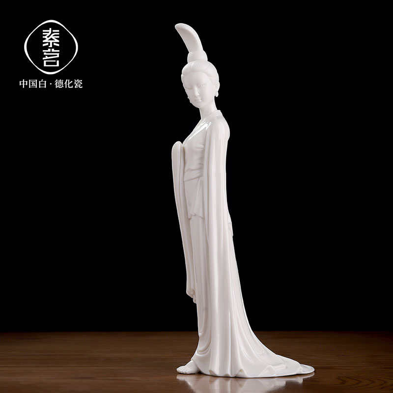 素茗《只此青绿）仕女摆件中国白德化瓷雕塑艺术品中式客厅装饰品