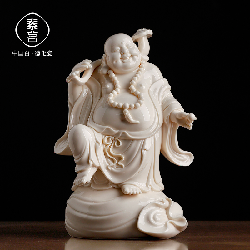 中国白德化瓷万事如意弥勒佛摆件