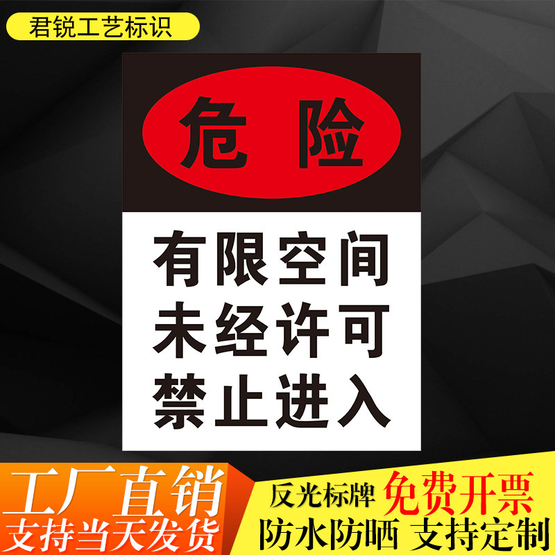 君锐铝防水防晒有限空间警示牌