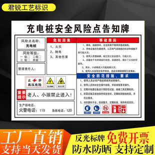 充电桩安全风险点告知牌新能源充电汽车告知卡标识标志警示提示牌