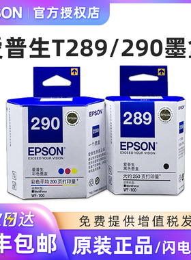 原装爱普生WF-100 WF-110 打印机墨盒 黑色T289黑色墨盒 彩色T290墨盒 爱普生WF100便携式打印机T2950维护箱