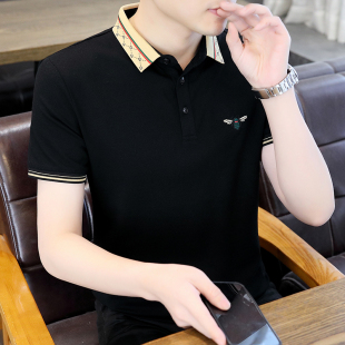 纯棉上衣时尚 专柜小蜜蜂刺绣polo衫 t恤男装 男夏季 体 高端有领短袖