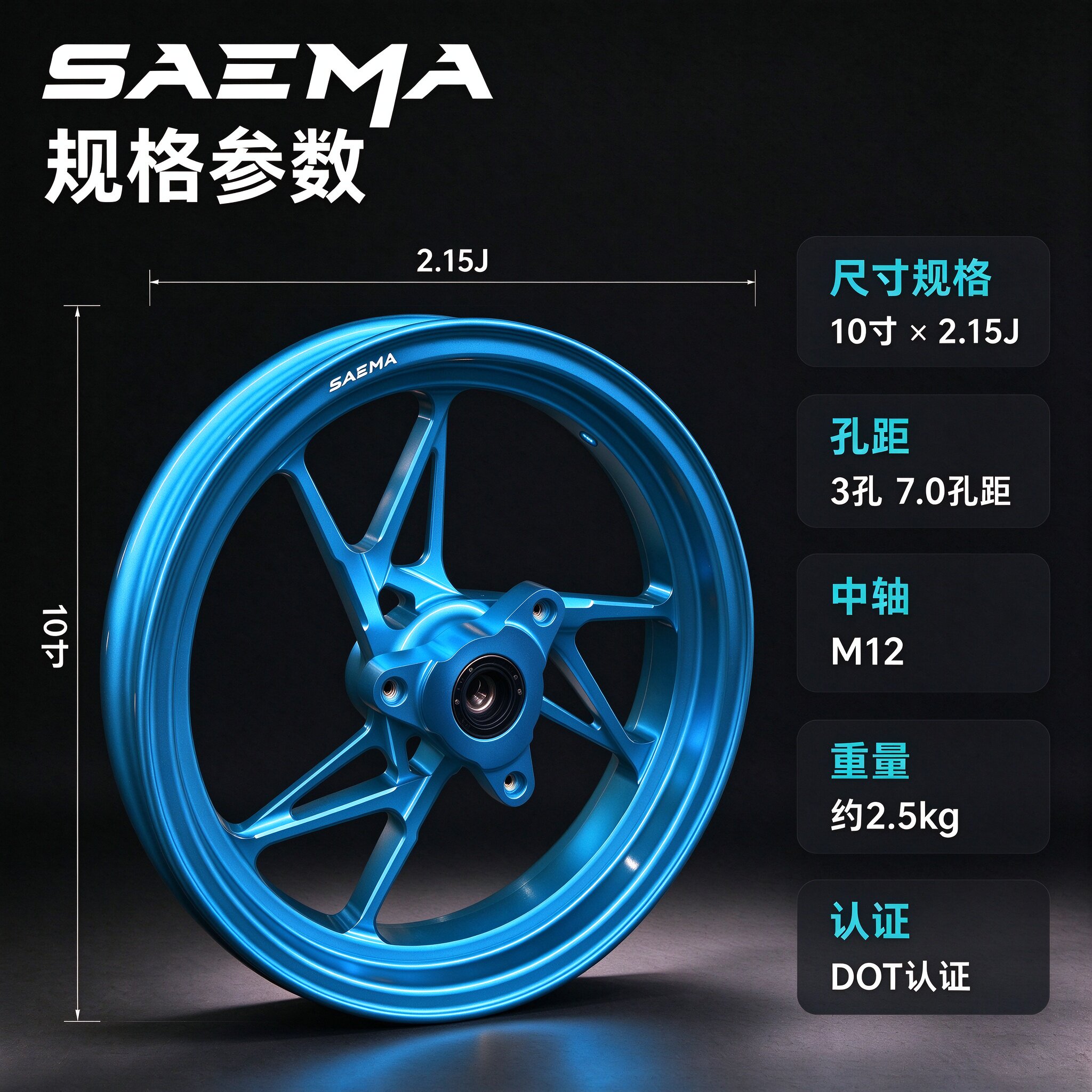 SAEMAb款10寸2.15J电动车轮毂