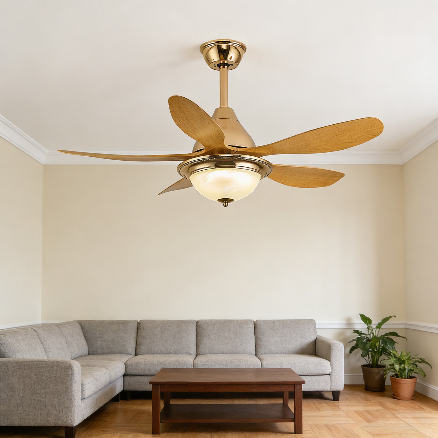 法式简约风扇灯客厅餐厅卧室一体金色电扇吊灯2026新款变频吊扇灯