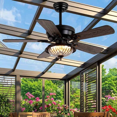 开翔户外阳光房静音防水风扇灯