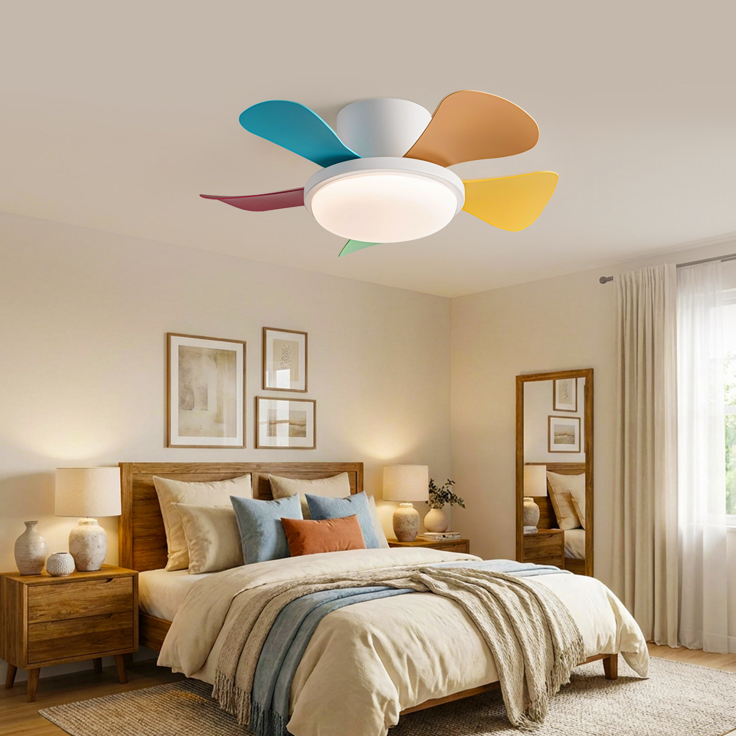 儿童风扇灯2025新款卧室护眼吊扇灯男孩女孩房间吸顶灯一体电扇灯