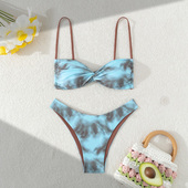 2025新款 欧美性感分体两件套比基尼泳衣女小胸聚拢显瘦比坚尼沙滩