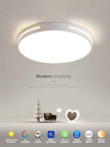 北欧简约大气LED吸顶灯侧面镂空