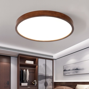 胡桃木LED吸顶灯新中式 实木客厅主卧室书房餐厅房间阳台过道灯具