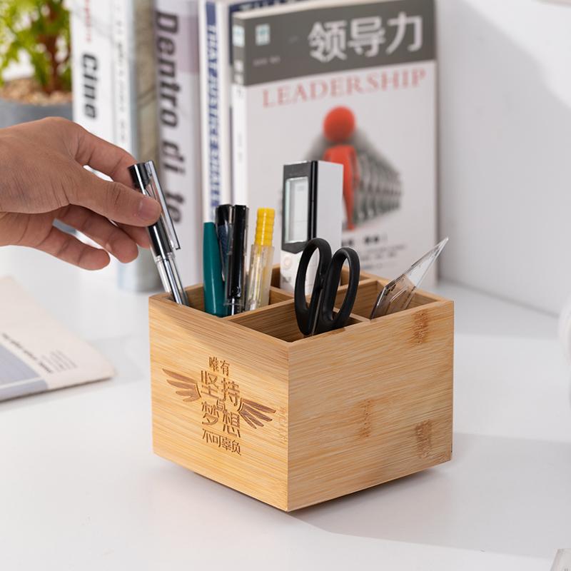 实木笔筒定制雕刻logo创意老师桌面木质家用商务礼品收纳办公专用