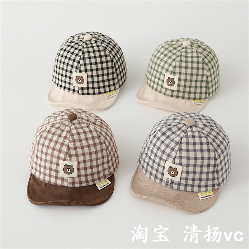 洋气格子宝宝帽子软檐鸭舌帽遮阳图片