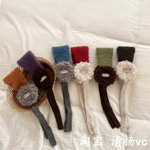 儿童耳罩冬季韩版ins毛绒系带撞色耳暖女童加厚保暖耳包针织耳套