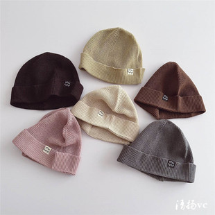 春秋新款儿童薄款毛线帽韩系针织个性瓜皮帽洋气宝宝套头帽凹造型