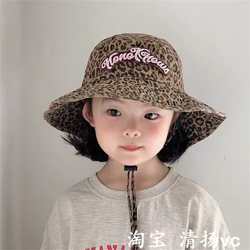 儿童帽子女孩2026新款时尚豹纹渔夫帽春秋季遮阳帽夏天宝宝防晒帽