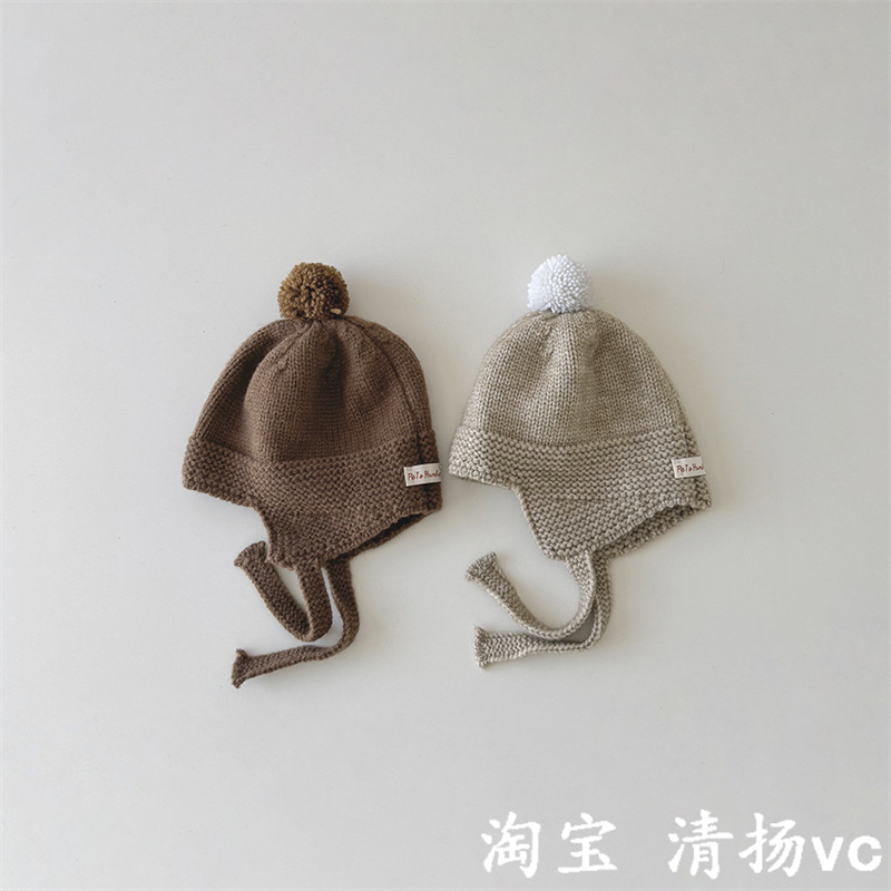 秋冬季宝宝毛线帽子保暖护耳帽子