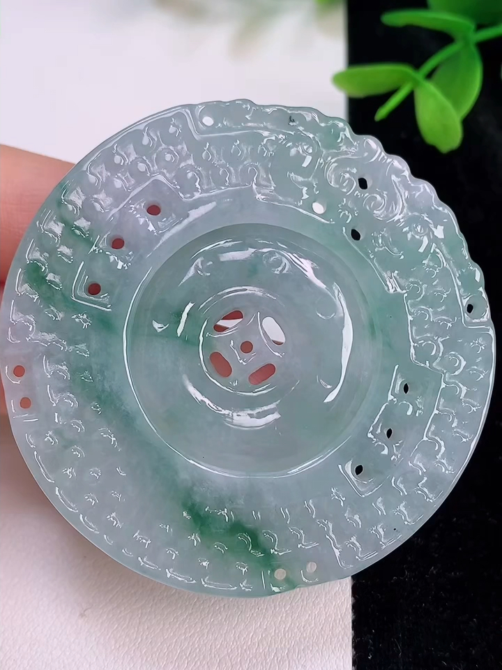 玉坠挂件正品玉器珠宝缅甸天然翡翠a货飘绿雕花母子平安扣吊坠
