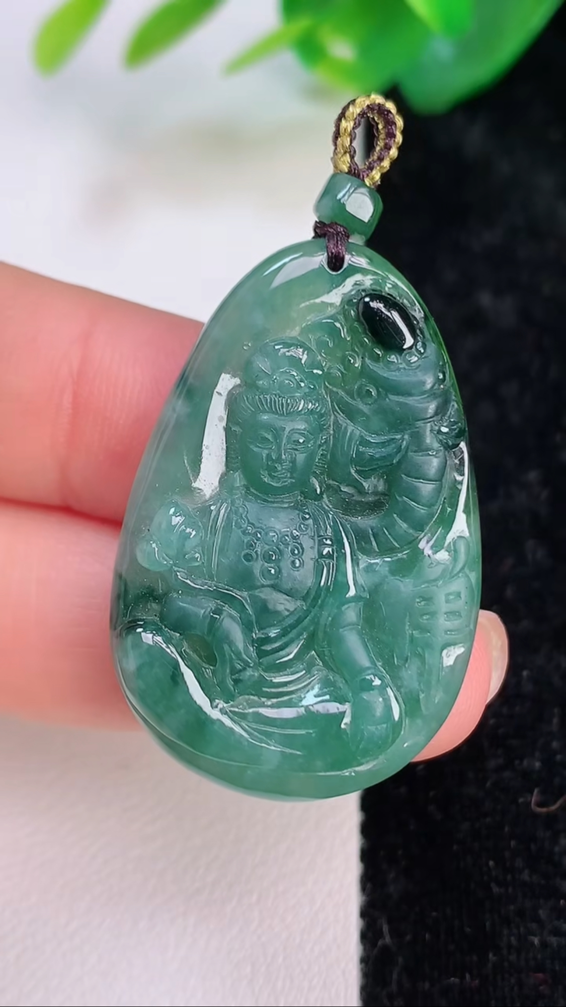 正宗正品玉坠挂件玉器珠宝危地马拉天然翡翠a货蓝水普贤菩萨吊坠