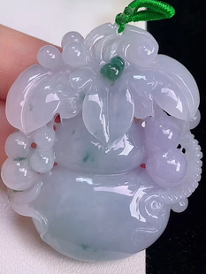 飘花葫芦吊坠 玉坠挂件珠宝首饰玉器缅甸天然翡翠a货春带彩