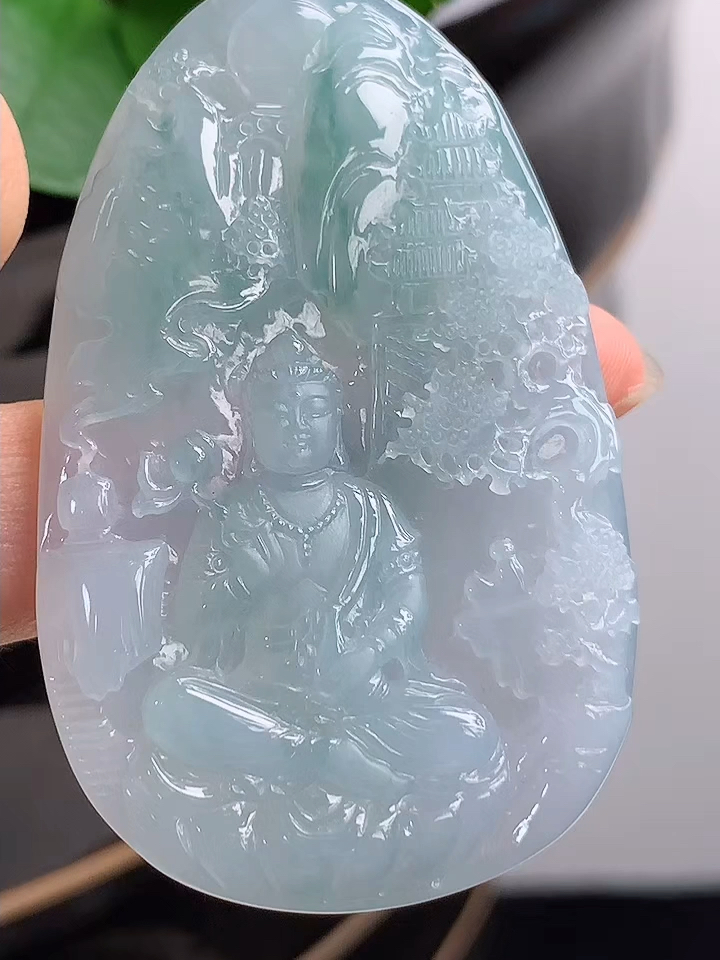 玉坠挂件玉器缅甸天然a货翡翠老坑冰种晴水大日如来吊坠