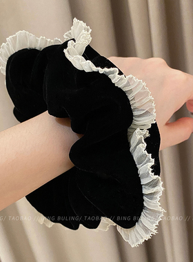 丝绒大肠发圈女高级感花边头绳发绳头饰头花丸子头发饰