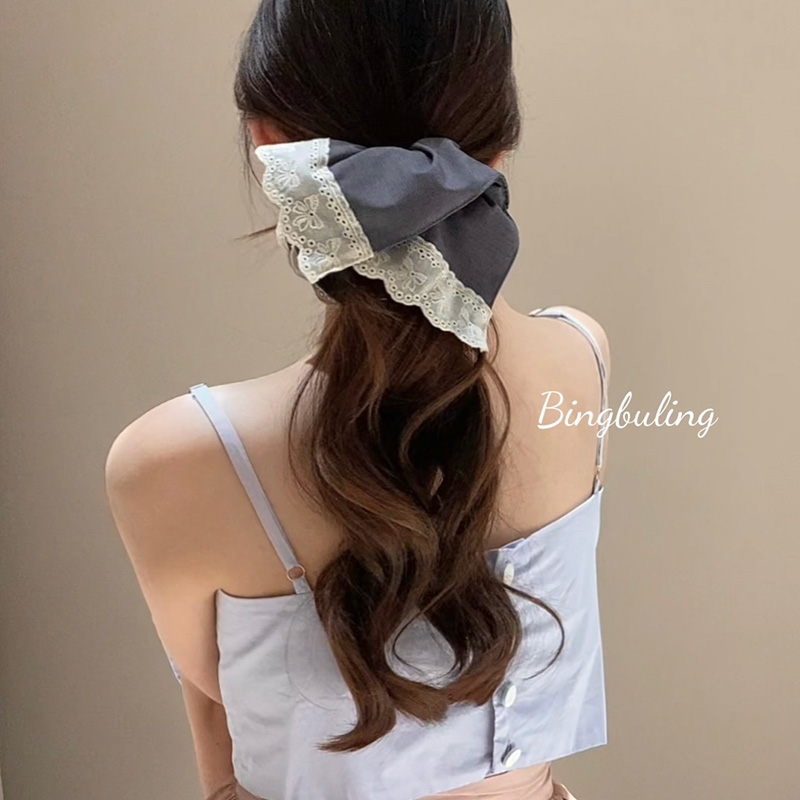 蕾丝花边方形发圈气质方巾大肠发圈高级感慵懒风头花头绳发绳头饰