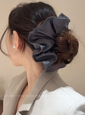 气质简约灰色大肠发圈女韩国高级感头绳扎头发绳褶皱皮筋头饰发饰