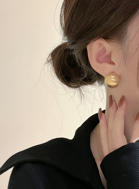 925银针法式简约金属拉丝耳钉高级感气质耳环小众设计感秋冬耳饰