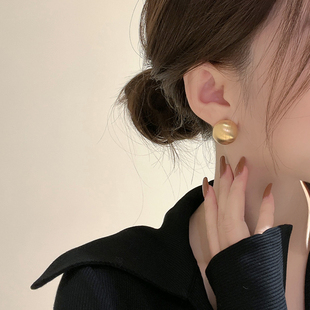 925银针法式 简约金属拉丝耳钉高级感气质耳环小众设计感秋冬耳饰