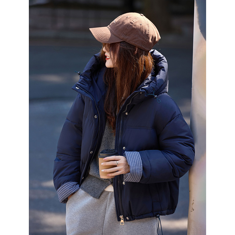 苏醒的乐园撞色面包服保暖棉衣冬季时尚气质短款连帽棉服厚外套