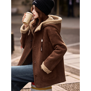 苏醒的乐园仿麂皮+内里加绒冬季复古百搭气质中长款仿皮草外套