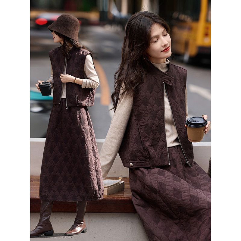 复古三件套冬季时尚气质内搭打底衫棉服马甲半裙套装,女装/女士精品,时尚套装,淘宝优惠券,粉丝福利购,淘宝优惠卷