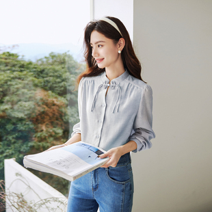 苏醒的乐园立领国风盘口衬衣小衫春季新款时尚百搭长袖衬衫