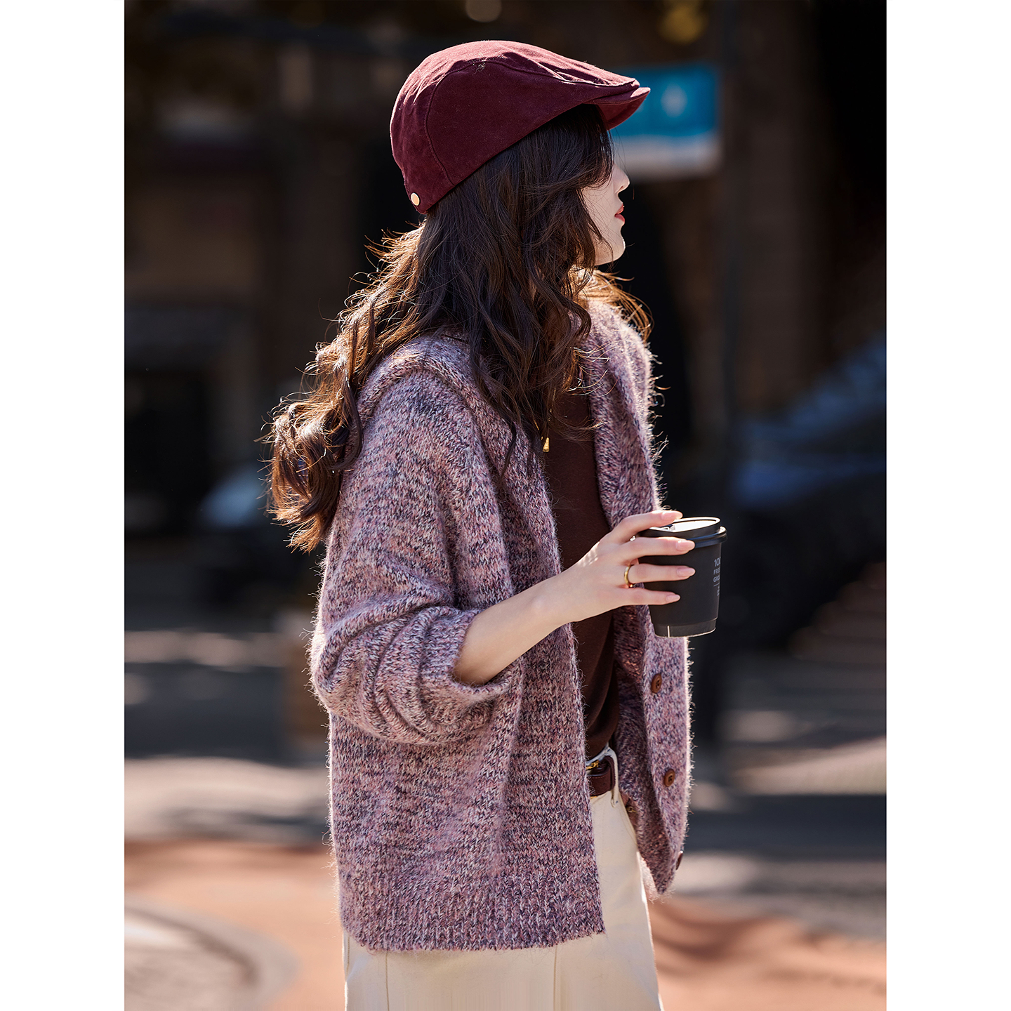 苏醒的乐园慵懒风小众显瘦针织衫冬季时尚气质休闲连帽毛衣开衫