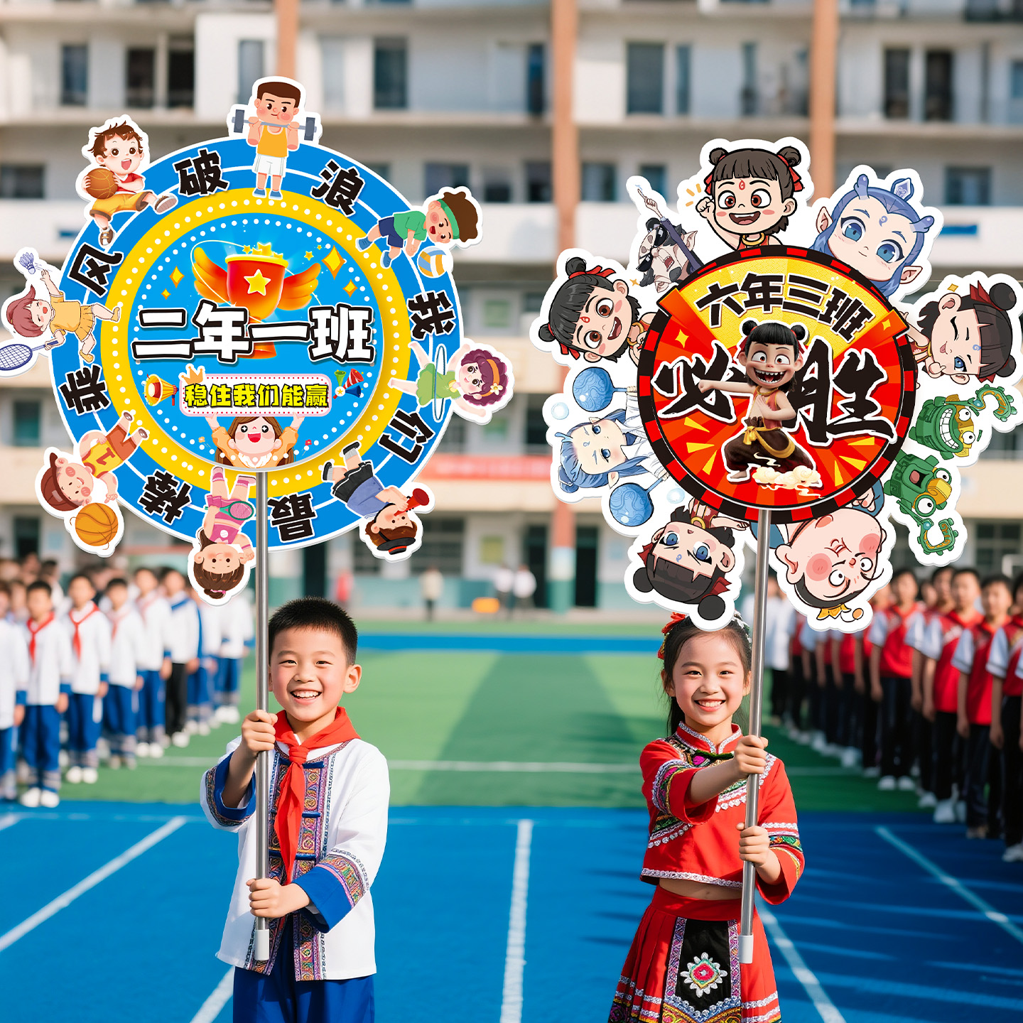 学校运动会开幕式入场旋转手举牌
