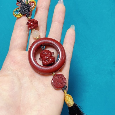 朱砂小猴子本命年复古流苏车挂