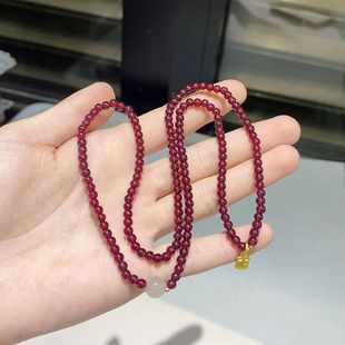 精致石榴石多圈串珠手链女士时尚气质圆珠手链精致简约饰品百搭款