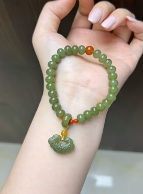 玉阅珠宝新中式和田玉算盘珠手串