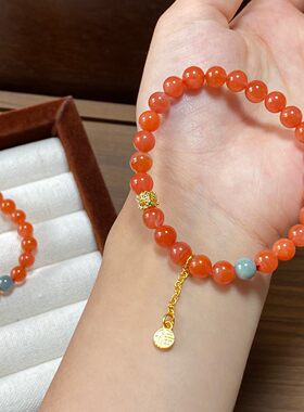 玉阅珠宝南红福字转运手链