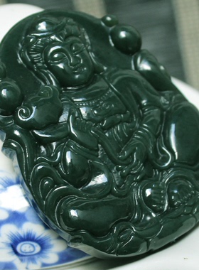 A货新疆和田玉挂件观音吊坠