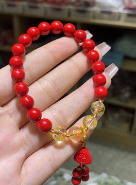 玉阅珠宝朱砂粽子手串全家福