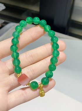 天然绿玛瑙手串女款新中式轻奢