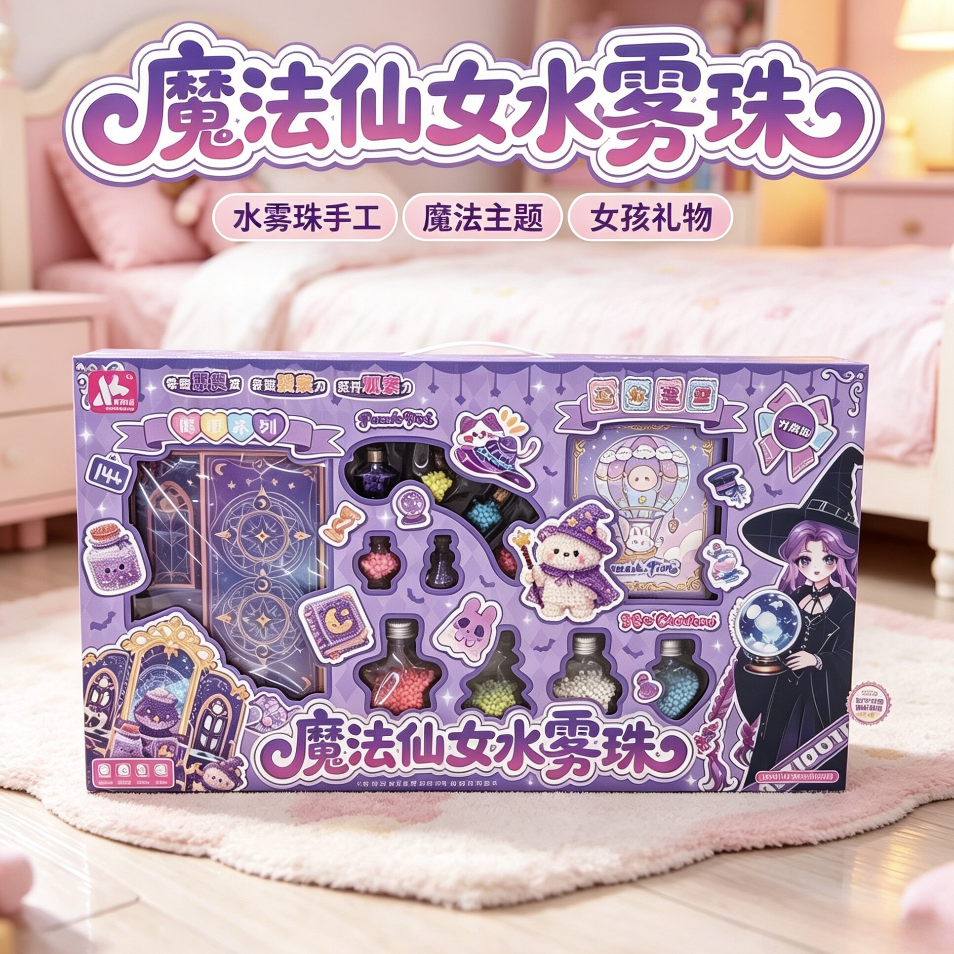1. 魔法仙女水雾珠DIY手工礼盒女孩安静书创意串珠玩具生日礼物